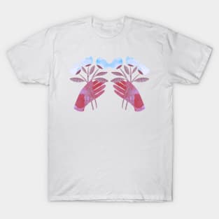 Red hands with blue flowers for you T-Shirt
